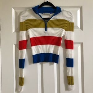 UO Long Sleeve Knit Cropped Quarter-zip Sweater